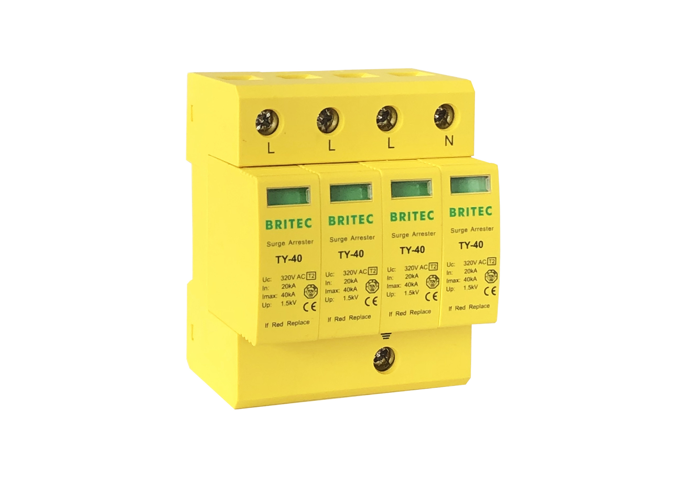 40ka Four Pole SPD Pluggable Ac Line Surge Protector Arrester