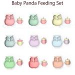 MHC Owl Baby Feeding Products Silicone Feeding Set Bowl Lid Spoon for Baby