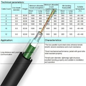 Wholesale 2 To 24 Core GYXTW Aerial Fiber Optic Cable PE Jacket With Steel Wire from china suppliers