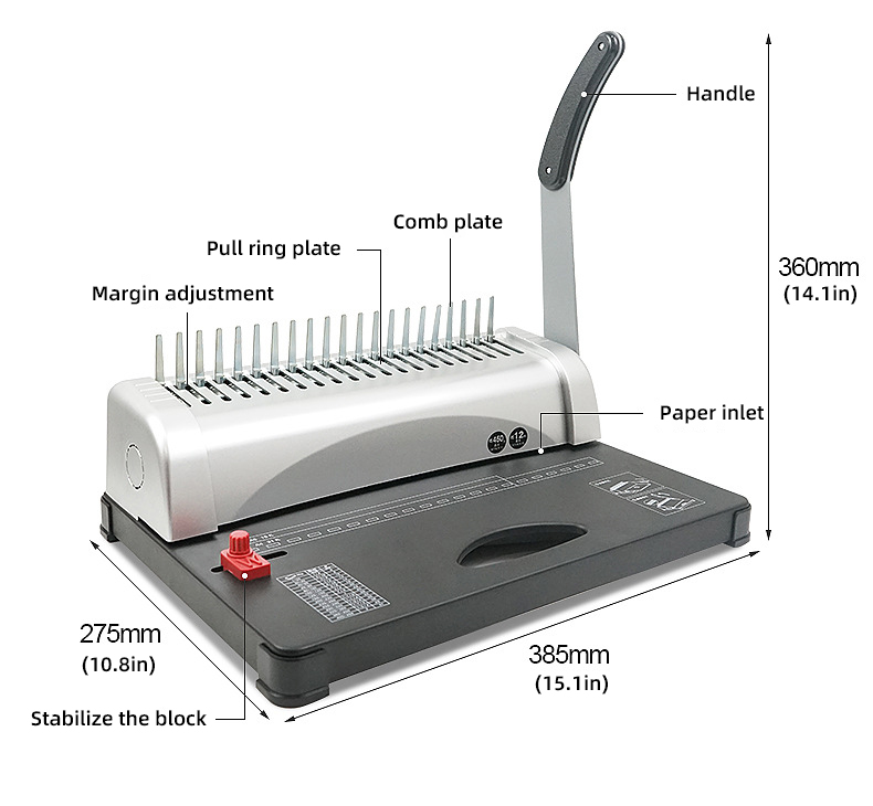 21 Holes Comb Book Binding Machine with Guaranteed Rubber Ring and Professional Design