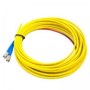 China FC UPC Duplex G657A1 PVC Fiber Optic Pigtail Flat Cable Yellow Single Mode on sale
