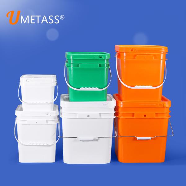 PP Square Shape 5 Gallon Paint Pail Transparent Food Grade Plastic Bucket With