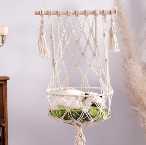 Wholesale Cat Swing Bed Cat Cage Cotton Rope Wicker Hanging Cat Bed from china suppliers