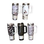 Sustainable 40oz Leopard Print Camouflage Straw Cup Tumbler for Hot and Cold
