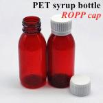 100ml 120ml Liquid Amber Plastic Syrup Bottle with screw lid Empty Round PET