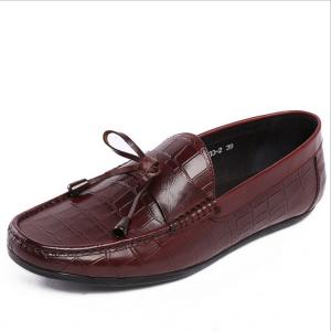 China Casual Mens Leather Loafers Anti Skidding  Moccasins Bow Tie Flat Shoes on sale