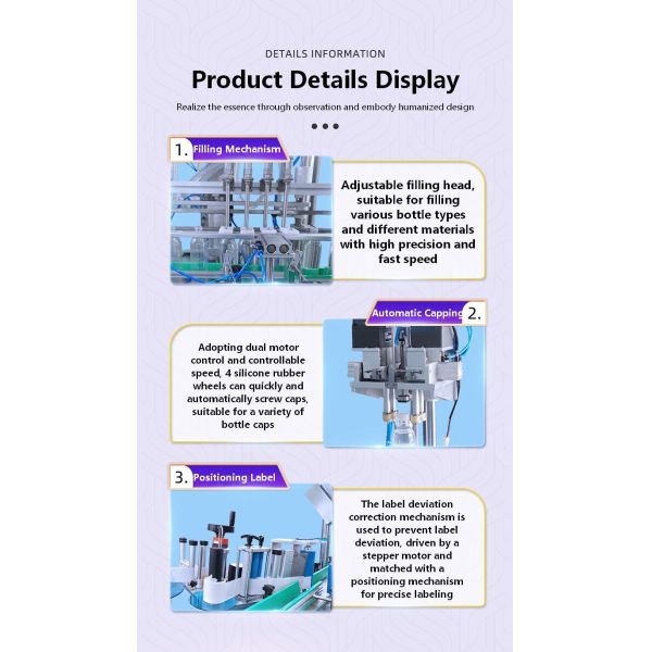 Customized Fully Automatic Four Head Filling and Capping Pure Mineral Water Self Flowing Liquid Filling Production Line CH-GZ002