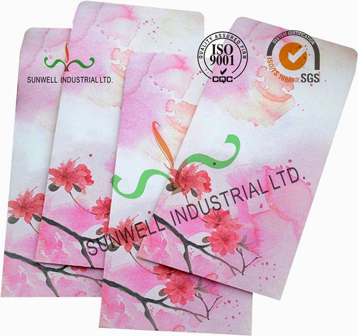 Normal Finising Ordinary Paper Custom Printed Envelopes 4 Colors Peach Flowers