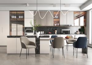 Wholesale Vertical Wood Grain Walnut Laminated Finish Kitchen Cabinets Custom Color from china suppliers