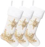 3PC Christmas Stocking,Sequin Hanging Stocking Decorations Christmas Party