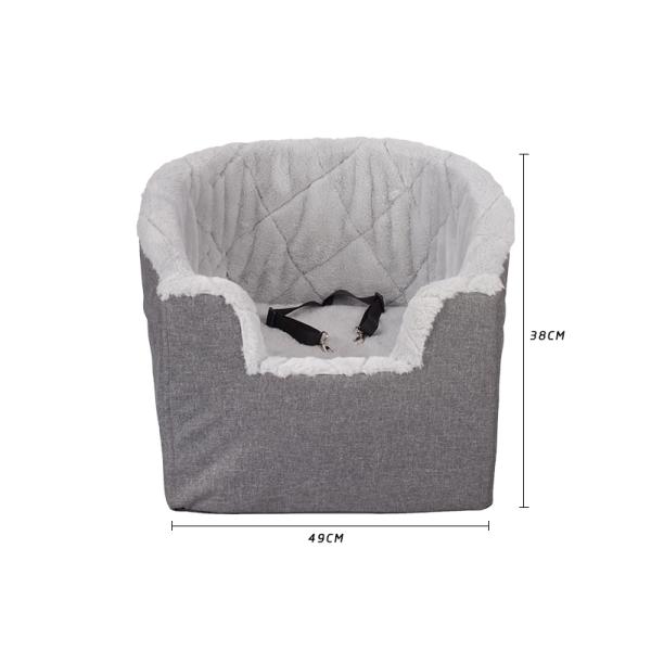Luxury Pet Bed Foldable Grey Front Dog Car Seat Travel