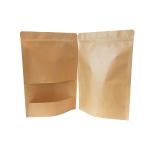 Food Grade Stand Up Kraft Paper Zipper Bag With Clear Window