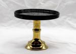 Handmade Ceramic Cake Stand Glazed Dolomite Black Cake Stand With Gold Feet
