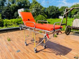 Wholesale Durable Rubber Wheels Ambulance Collapsible Stretcher 75° Maximum Backrest Adjustment from china suppliers