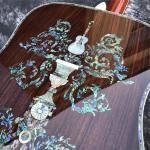 All Solid Wood Retro 41" D Type Acoustic Guitar Abalone Inlay Ebony Fingerboard