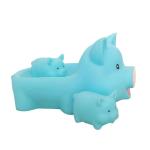 Eco - Friendly Custom Floating Children'S Bath Toys Blue Cute Bath Pig Set Toy
