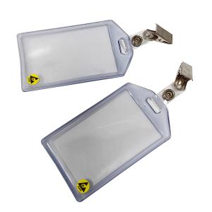 Wholesale Clear Waterproof ESD Antistatic Plastic ID Card Holder Card Badge Case Holder With Clip from china suppliers