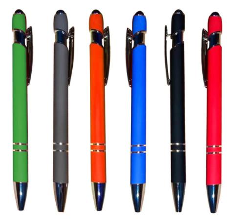 Fancy aluminum pole Advertising pen with rubber touch Metal touch pen Aluminum
