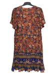 Colorful Printing Plus Size Womens Summer Clothes With Frill Sleeve Buttons