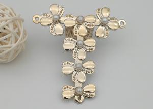 Wholesale Flower Shape Plated Ladies Footwear Uppers , Gorgeous Flip Flop Straps from china suppliers