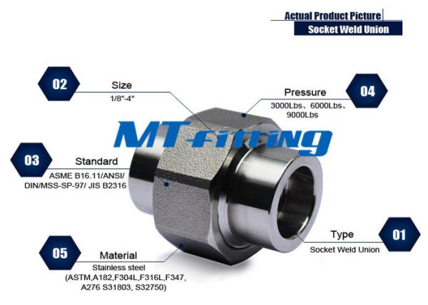 ASME B16.11 F347 Stainless Steel Union Forged High Pressure Pipe Fittings Socket