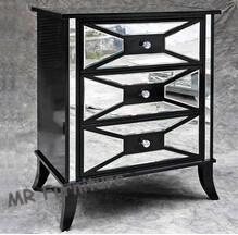 Wholesale Black Hollywood Mirrored Night Stands For Bedroom 4mm Mirror Thickness from china suppliers