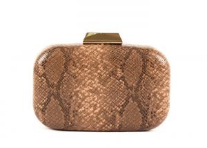 China Big Simple Clasp Hand Clutch Purse , Brown Colored Chain Clutch Bag on sale