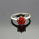 Sterling Silver 8mm Round Amethyst Cubic Zirconia Ring(JY052)