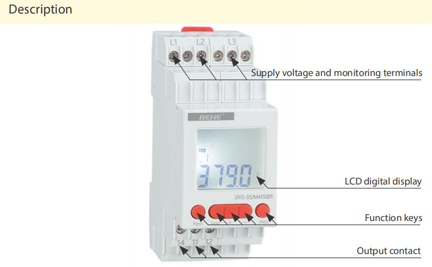 DV2-3SM240 LCD Phase Loss Phase Reversal Phase Asymmetry Voltage Protecter with Neutral