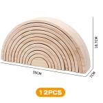 30cm Pine Wooden Blocks Toys Rainbow Building Blocks Tower Toys