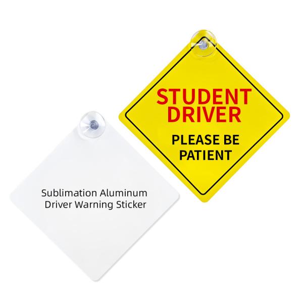 Sublimation Blanks Aluminum Sheet Car Warning Sign Sublimation Hanging Plaque For Custom Driver Warning Sticker