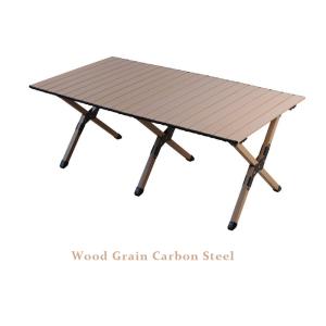Wholesale Lightweight Roll Up Folding Camping Coffee Table 6.70kg Wood Grain Color Metal Folding Table from china suppliers