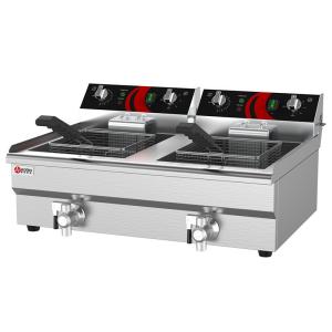 Wholesale 12L Double Tank Electric Frying Machine Deep Fryer Pot with Basket Size 210*220*120mm from china suppliers
