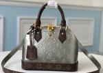 Sliver Shell Vernis Leather Womens Luxury Handbag Zipper Open