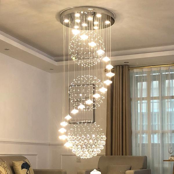 Modern Long Staircase Crystal Chandelier Lighting Indoor Lighting Hanging Luster