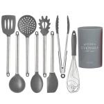 9Pcs Silicone Cooking Utensils With Stainless Steel Handle