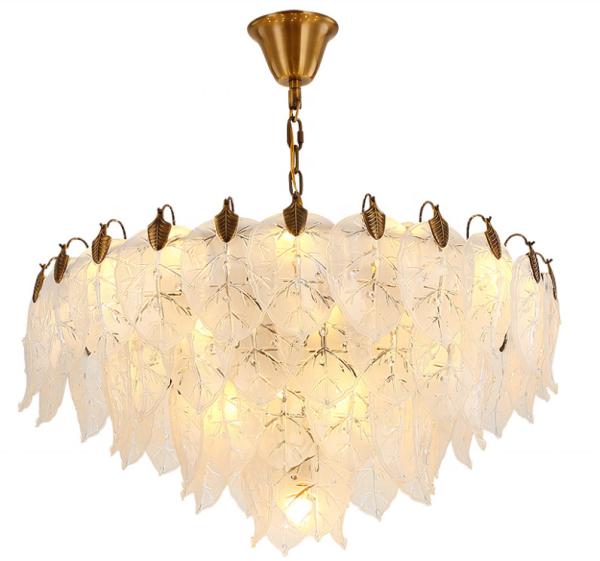 Modern Luxury Crystal Glass Chandelier LED Gold Living Room Bedroom Hanging