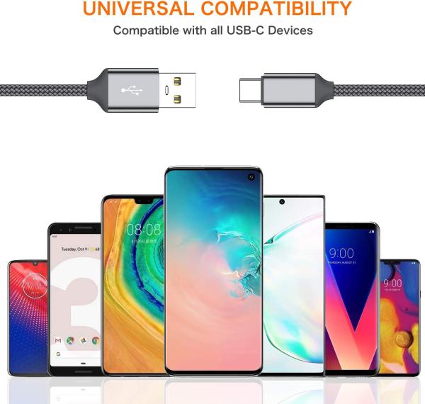 Braided Straight USB Cable Type C To Type A Male For Mobile Phone Charging OEM