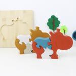 Silicone and wooden jigsaw puzzle standing animal hippo puzzle kid toys for