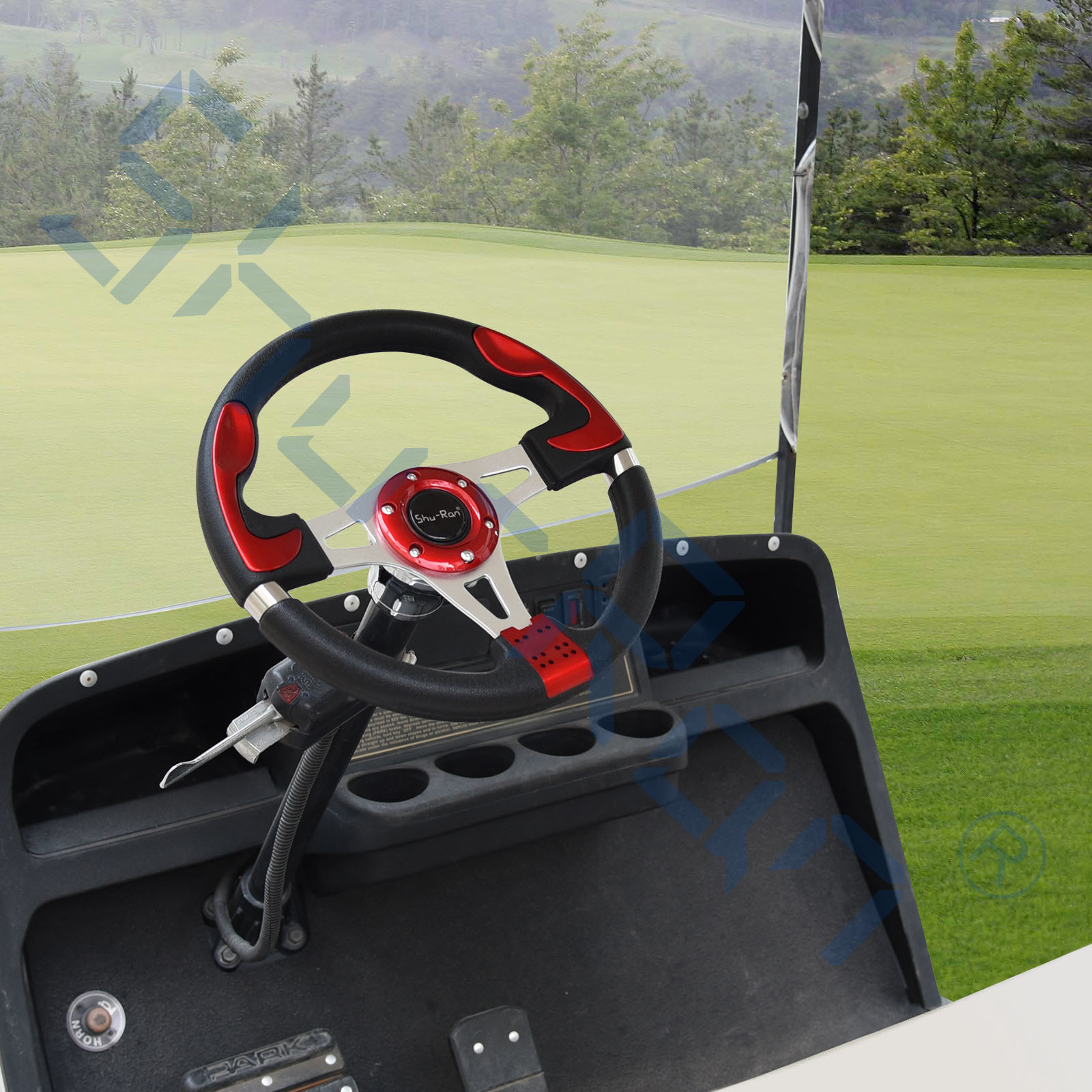 Golf Cart F1 Red Custom Steering Wheel For Club Car, EZGO, And Yamaha