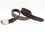 100 - 140cm Length Mens Leather Studded Belt Brown Color With Special Studs