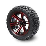 14 Inch Golf Cart Red/Glossy Black Wheels And 22x10-14'' DOT All Terrain Tires
