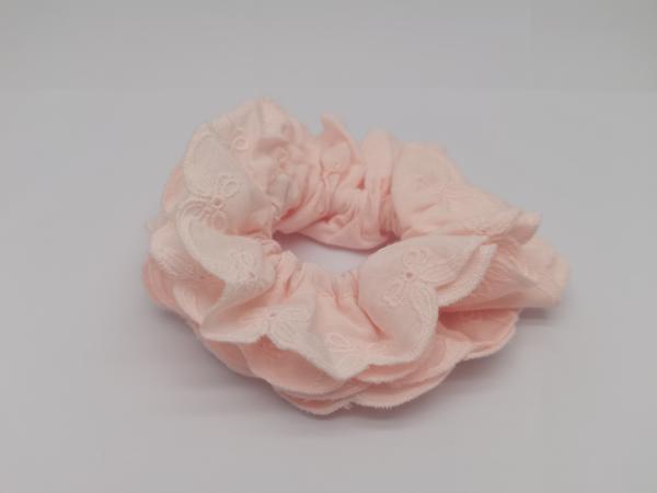 Pink Scrunchies With Fabric And Hair Tie For Girls Multiple Hair Sizes And