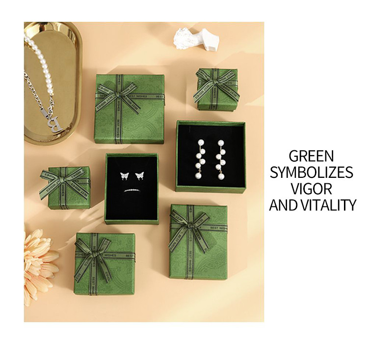 Luxury Green Jewelry Drawer Box Lid And Base Type For Necklace Bracelet Earrings Ring