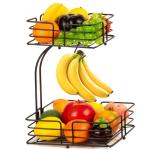 Metal Wire Hanging 2 Tier Fruit Basket Stand Kitchen Supplies