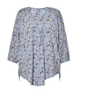 Wholesale Ruffle Hem Long Sleeve Nice Floral Printed Ladies' Tops In Daily Life from china suppliers