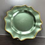Glass Green Charger Plates With Gold Brim Wedding Decoration