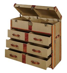 Wholesale Retro Canvas Brown Leather Storage Chest , Vintage Steamer Trunk 4 Layers Big Cabinet from china suppliers
