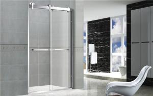 Wholesale 10mm Tempered Double Move Glass Shower Doors With CE certification Big Hanging Wheels Double Handles from china suppliers
