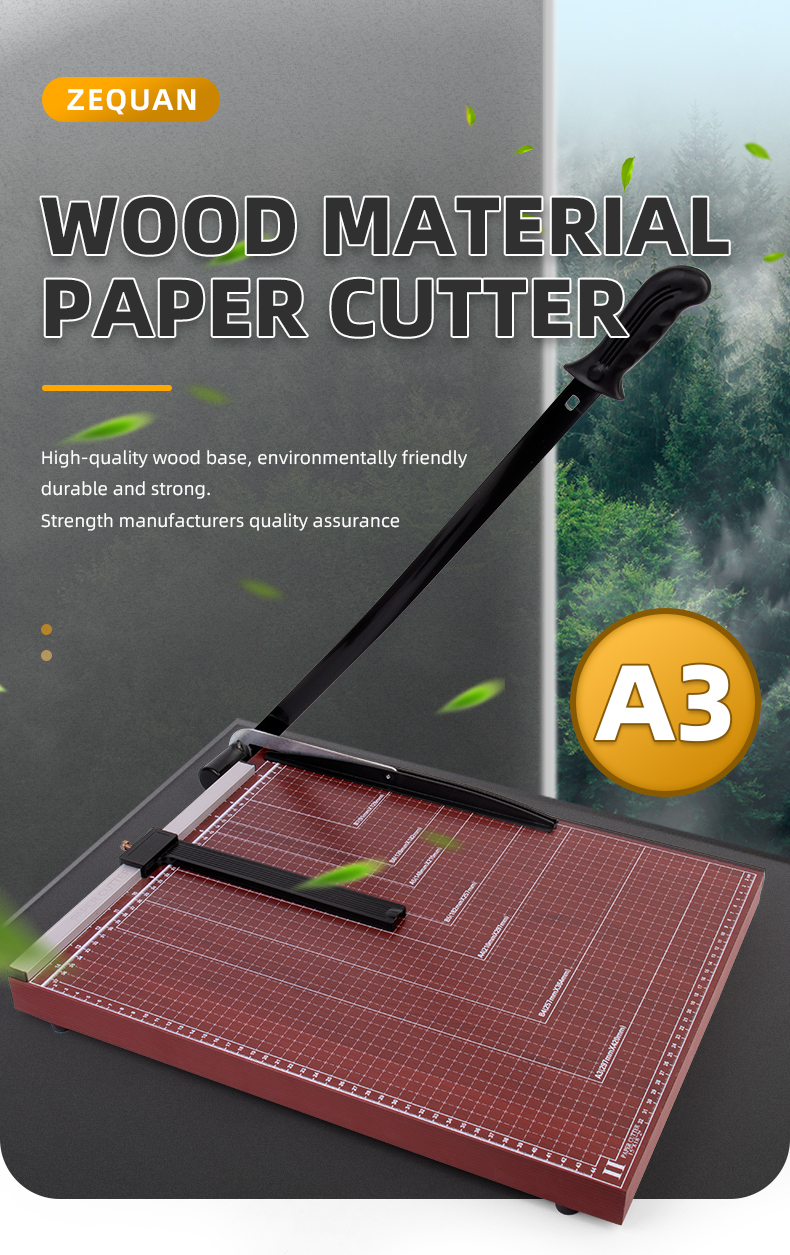 Wooden Base A3 Manual Paper Trimmer by ZEQUAN for Smooth and Precise Paper Trimming